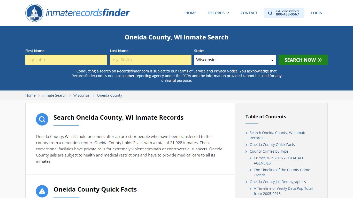 Oneida County, WI Inmate Lookup & Jail Records Online