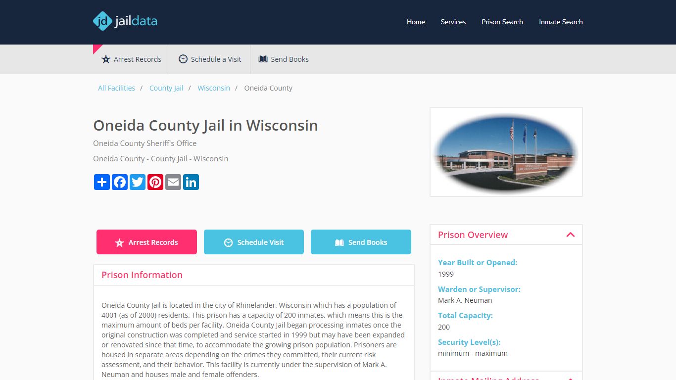 Oneida County Jail in Wisconsin Inmate Search and Prisoner Info ...